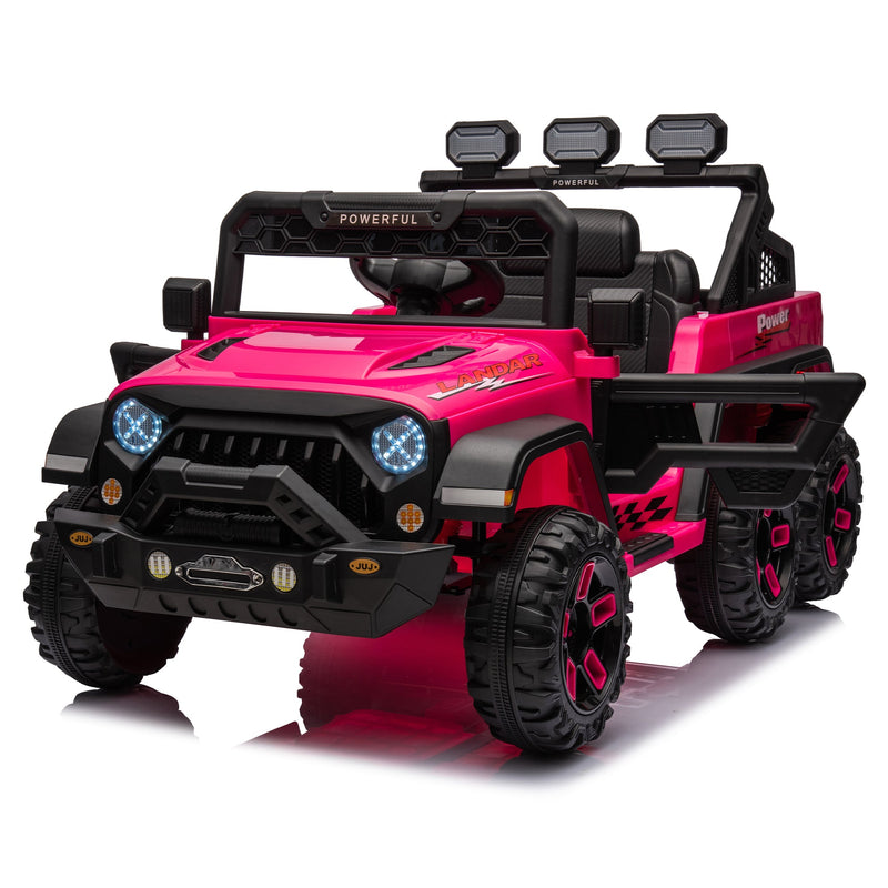 24V Ride On Large PickUp Truck car for Kids,ride On 4WD Toys with Remote Control,Parents Can Assist in Driving,Bluetooth music version,Pickup truck design with spacious storage in the rear.