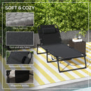 Outsunny - Outdoor Chaise, Adjustable Folding Chaise Lounge With 4-Position Backrest, Magazine Pocket, Removable Head Pillow, Sun Bathing Lounger Chair For Patio, Beach - Gray by HouseOfZazla