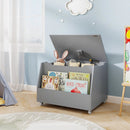 Wooden Mobile Toy Storage Organizer with Bookshelf and Lockable Wheels by LJGDeals