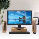 2-Pack Large Bamboo Stackable Desktop Drawers (13.5" x 9.5") | Professional Office Organizer & Ergonomic Monitor Stand Set by MobilevisionUS