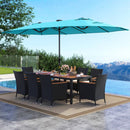 11 Pieces Patio Dining Set with LED Patio Umbrella with Base and Seat Cushions (Beige) by LJGDeals