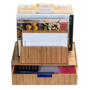 Bamboo Desktop File Organizer & Large Storage Drawer Combo | 7-Slot Paper Sorter & Monitor Stand Set for Home Office Organization by MobilevisionUS