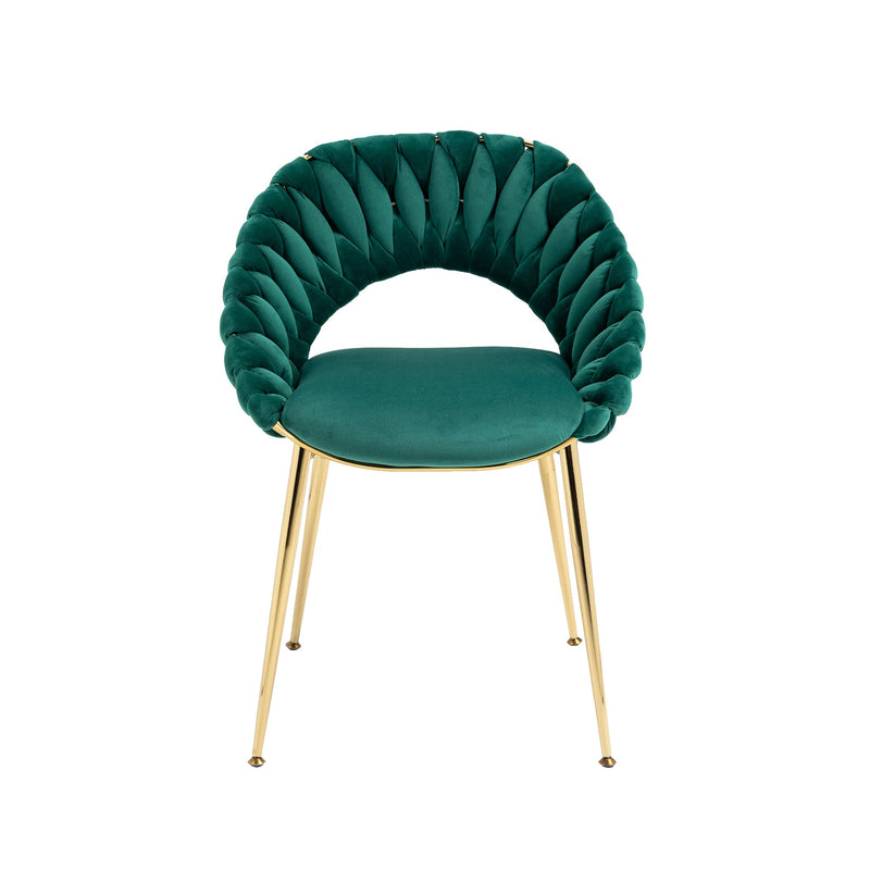 Accent Chairs Set of 2, Velvet Side Chairs with Gold Legs, Mid-Century Upholstered Dining Chairs for Living Room, Kitchen, Bedroom, Beauty Room