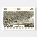 Vintage Map of Burlington, Iowa 1889