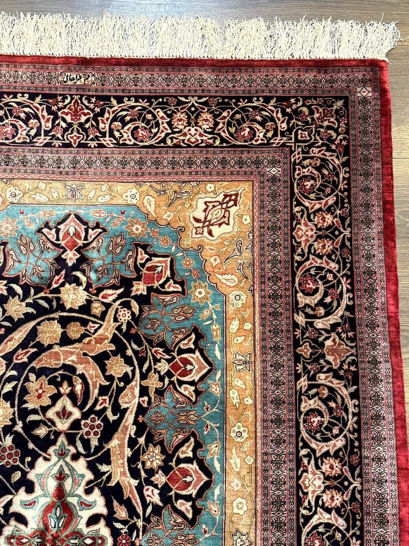 Magnificent Persian Qum Silk Rug 3x5, Exceptionally Fine 780 KPSI, Signed, Rare