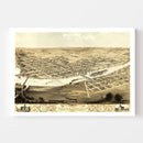 Vintage Map of Cedar Rapids, Iowa 1868