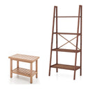 2-Piece Laundry Room Furniture Set: Teak Utility Bench + Bamboo Ladder Shelf by LJGDeals