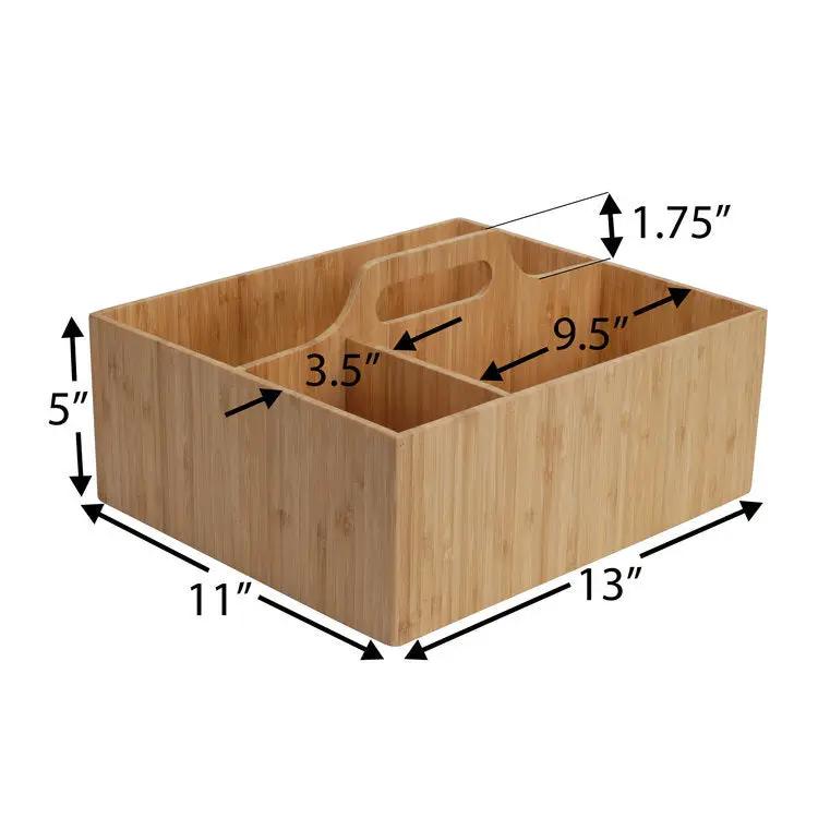 Bamboo Multi Purpose Caddy with Handle, dimensions drawing