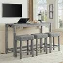 59 Inch Bar Table, Dining Table, Sofa Table with Power Outlet, 3 Upholstered Stools, 4 Piece Bar Table and Chair Set for Living Room, Dining Room, Kitchen by Montret