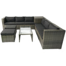 8 Piece Patio Sectional Wicker Rattan Outdoor Furniture Sof Set With One Storage Box Under Seat And Cushion Box - Gray / Black by HouseOfZazla