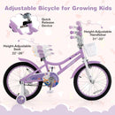 18 Inch Girl Bike with Basket with Detachable Training Wheels for 4-8 Years Old-18 inches by DirectDeals