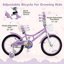 18 Inch Girl Bike with Basket with Detachable Training Wheels for 4-8 Years Old-18 inches by LJGDeals