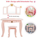 Kids Makeup Dressing Table with Tri-folding Mirror and Stool by LJGDeals