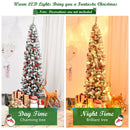 7.5 Feet Pre-lit Snow Flocked Artificial Pencil Christmas Tree with LED Lights by LJGDeals
