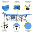 Folding Camping Cot with Side Storage Pocket Detachable Headrest
