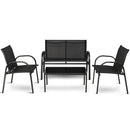 4 Pieces Patio Furniture Set with Glass Top Coffee Table by LJGDeals