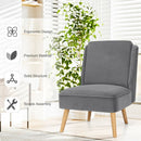 Velvet Accent Armless Side Chair with Rubber Wood Legs for Bedroom by LJGDeals