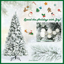 7 Feet Snow Flocked Christmas Tree with Poinsettia Flowers by LJGDeals