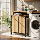 2-Section Laundry Hamper with Lid and Wheels, 18.5 Gal by LJGDeals