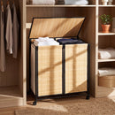 2-Section Laundry Hamper with Lid and Wheels, 18.5 Gal by LJGDeals