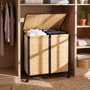 2-Section Laundry Hamper with Lid and Wheels, 18.5 Gal