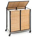 2-Section Laundry Hamper with Lid and Wheels, 18.5 Gal by LJGDeals