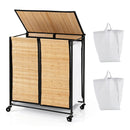 2-Section Laundry Hamper with Lid and Wheels, 18.5 Gal by LJGDeals