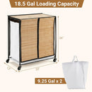 2-Section Laundry Hamper with Lid and Wheels, 18.5 Gal by LJGDeals