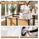 2-Section Laundry Hamper with Lid and Wheels, 18.5 Gal