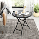 18 Inch Folding Side Table Patio Round Compact Coffee Table by LJGDeals