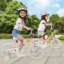 Kids Bike 12-18 Inch with Training Wheels - Pink Stars & Moon