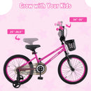 18 Inch Kids Bike Adjustable Bicycle with Front Basket for Children Aged 4-8 Years Old