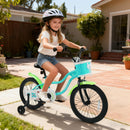 12/14/16 Inch Kids Bike with Training Wheels and Basket Green Color