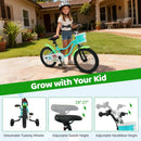 12/14/16 Inch Kids Bike with Training Wheels and Basket Green Color by LJGDeals