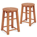 18-Inch Outdoor Wood Bar Stools Set of 2 with Round Seat and Footrest by LJGDeals