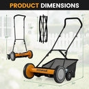 18 Inch Push Reel Lawn Mower 4-Position Adjustable with Removable Grass Catcher by LJGDeals