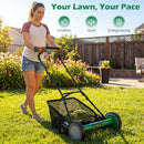 18 Inch Push Reel Lawn Mower 4-Position Adjustable with Removable Grass Catcher by LJGDeals