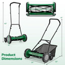 18 Inch Push Reel Lawn Mower 4-Position Adjustable with Removable Grass Catcher by DirectDeals