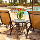 18" Round Folding Patio Side Table with Tempered Glass Top by LJGDeals