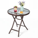 18" Round Folding Patio Side Table with Tempered Glass Top by LJGDeals