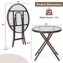 18" Round Folding Patio Side Table with Tempered Glass Top by LJGDeals