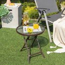 18" Round Folding Patio Side Table with Tempered Glass Top by LJGDeals