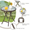 18" Round Folding Patio Side Table with Tempered Glass Top by LJGDeals