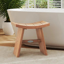 18 Inch Teak Wood Shower Bench with Curved Seat for Bathroom by LJGDeals