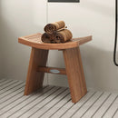 18 Inch Teak Wood Shower Bench with Curved Seat for Bathroom by LJGDeals