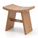 18 Inch Teak Wood Shower Bench with Curved Seat for Bathroom by LJGDeals