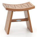 18 Inch Teak Wood Shower Bench with Curved Seat for Bathroom by LJGDeals