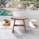 18 Inch Teak Wood Shower Bench with Curved Seat for Bathroom by LJGDeals