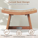 18 Inch Teak Wood Shower Bench with Curved Seat for Bathroom by LJGDeals