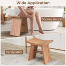 18 Inch Teak Wood Shower Bench with Curved Seat for Bathroom by LJGDeals